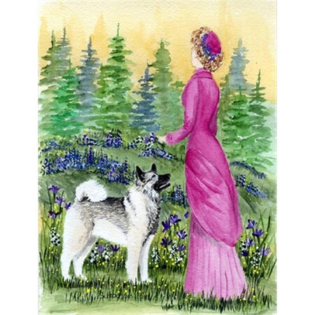 Carolines Treasures Lady With Her Norwegian Elkhound Flag Canvas - House Size SS8154CHF